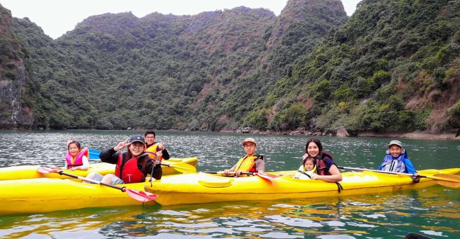 1 Day Ha Noi - Cat Ba island - Lan Ha Bay - Ha Long Bay - Kayaking in Lan Ha Bay caves: K.A cave and Bats Cave