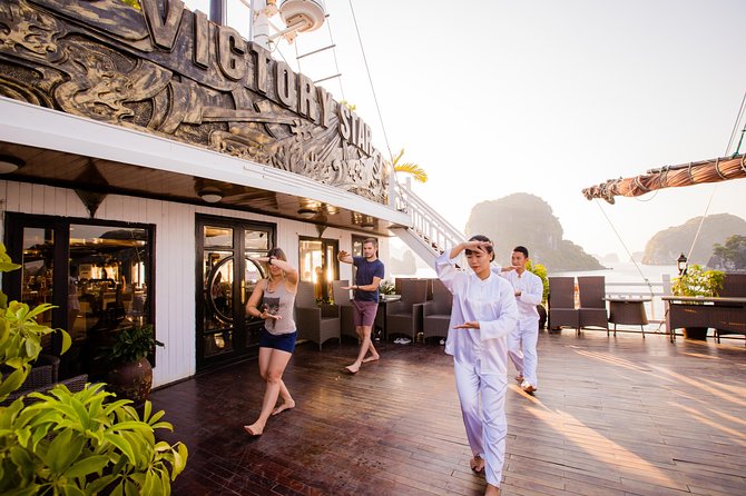 2 days Halong Bay and Bai Tu Long Bay - Overnight Cruise 5<em> – Key things to know before you go’ /></p>
<ul>
<li><strong>Victory Star Cruises on a classic-style ship</strong> with modern amenities and passenger safety built in</li>
<li><strong>Bai Tu Long Bay focus</strong> with a major activity day that includes Thien Canh Son Cave</li>
<li><strong>Cong Do overnight anchorage</strong> plus a pre-dinner cocktail with snacks and onboard night activities</li>
<li><strong>Sunrise Tai Chi and pastries</strong> to start your second day calmly</li>
<li><strong>Vung Vieng Fishing Village by bamboo sampan</strong> with local rowers in traditional costume</li>
<li><strong>English-speaking onboard guidance</strong> and meals included for both days</li>
</ul>
<h2 id="victory-star-cruises-classic-junk-feel-with-modern-comfort">Victory Star Cruises: classic junk feel with modern comfort</h2>
<p><img width="669" height="446" decoding="async" src=