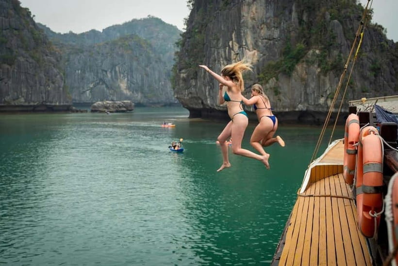 3-Day Discover the most stunning Cat Ba Island - Lan Ha Bay - Day 2: Bicycle Time in Viet Hai, Monkey Island, Wild Beach Hours, and Cruise Sunset Living