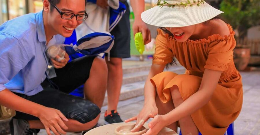 Bat Trang Pottery ancient village by Motorbike - Workshop Time: Making Your Own Ceramic Piece