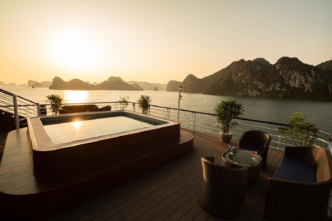 Doris Cruise 5 star cruise 2 days visiting Halong Bay Lan Ha Bay private balcony - Dark & Bright cave: tender ride and included small-boat experience