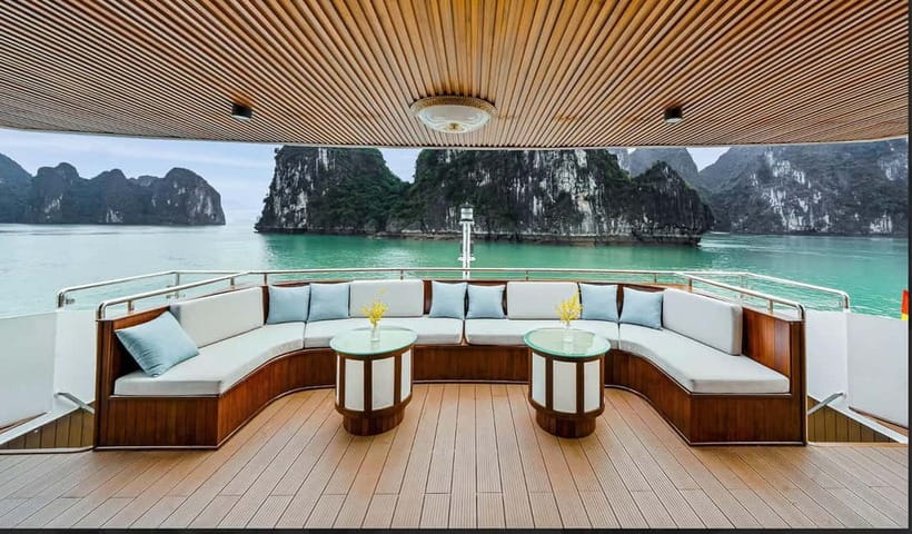 From Ha Long: Luxury Symphony Day Cruise with 2 Jacuzzi Pool - Sunset Party with Tea and Canapés (Plus Jacuzzi Time)