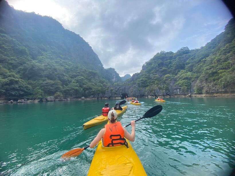 From Hanoi: Halong Bay on 5 star cruise full day tour. - Sunset party on the sundeck: tea, wine, fruits, and a softer pace