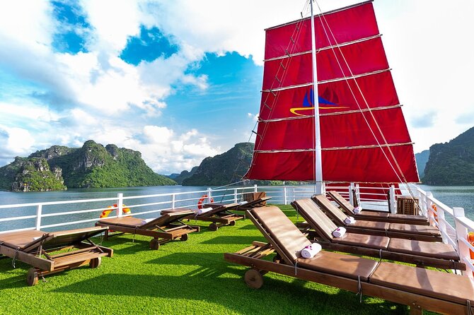 Halong Amazing Sail Luxury 1 Day Small Group Tour 7-Hour Cruising - On board with Amazing Sails: modern comfort, sundeck time, and a named boat