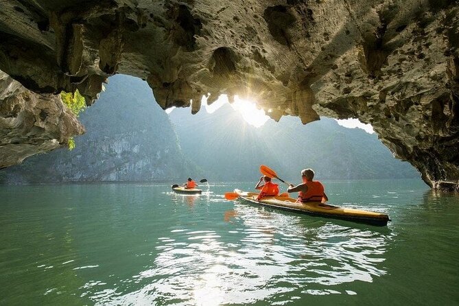 Halong Bay Full-day Cruise with Kayaking from Hanoi - Hang Luon Cave: kayaking or bamboo boat in the same stop