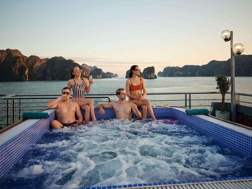 Halong Bay Luxury Cruise: Kayak&Swim,Cave, Party BEST SELLER - Titov Island: Swim, Hike Titov Peak, or Do a Little of Both