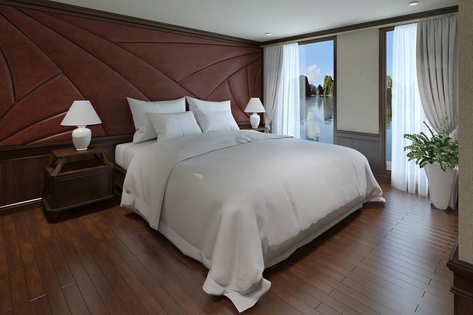 Halong Luxury Cruise 2D/1N: Kayaking, swimming, Titop island, Surprise cave - Cabin and Ship Comfort: Private Bathroom, Hot Shower, and Little Touches