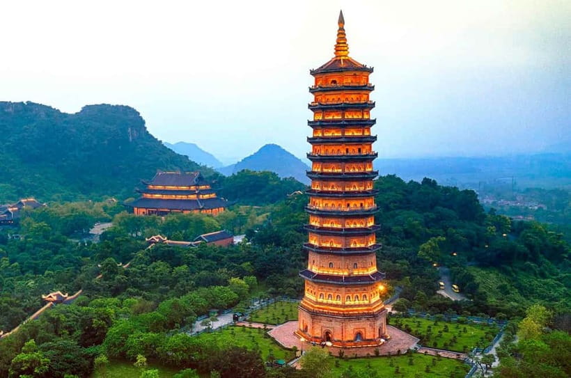 Hanoi: 2-Day Ninh Binh Excursion & Cuc Phuong Park Wildlife - Entering Bai Dinh Pagoda: records, bronze bells, and an electric-car shortcut