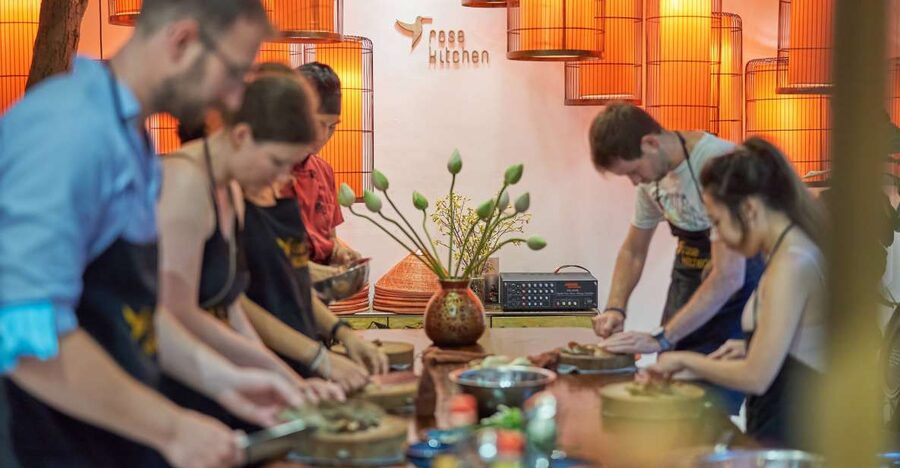 Hanoi: Cooking Class in a Local Villa with Market Tour - The Best Part of Dinner: Wine Tasting, Tea, and a Shared Table
