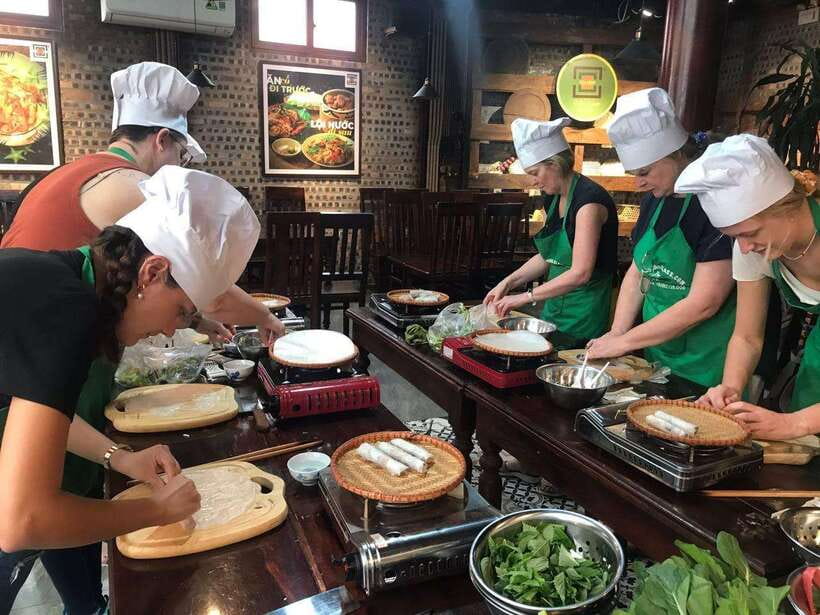 Hanoi Food Adventure: Vietnamese Market Tour & Cooking Class - What you eat: pho and spring roll ideas, egg coffee, and homemade wine
