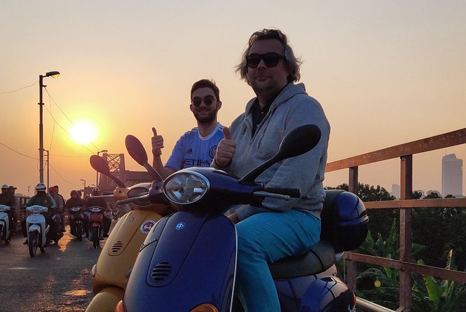 HANOI MUST SEE SITES Vespa Tour - Stop 5: Long Bien Bridge, Mosaic Wall, and Crossing the Red River