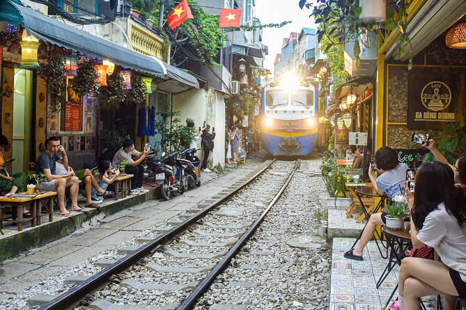 Incense Village & HANOI city tour with train street Coffee - Train Street photo time: lining up before the afternoon rush