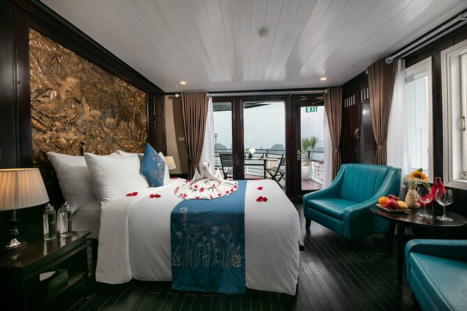 La Regina 2 days tour in Halong Bay & Bai Tu Long Bay - 4 star - Day 2: taichi on the sundeck, breakfast, and Vung Vieng floating fishing village