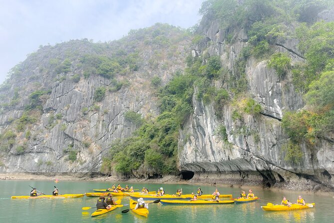 Lan Ha Bay day tour from Cat Ba, Hanoi - Serenity Boutique Cruise - Ba Trai Dao Beach at 13:30: swim, snorkel, and cliff-jump energy