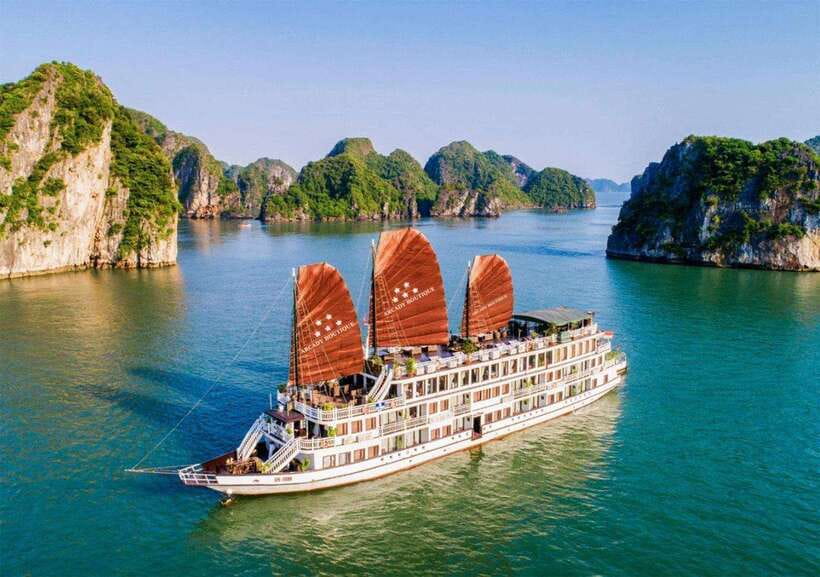Ninh Binh: 3-Day Halong Bay 5-Star Arcady Cruise - Day 1 in Halong Bay: Sung Sot, Titop, sunset cocktail, and a cooking class