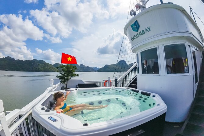 Oasis Bay Party Cruise 3 Days 2 Nights - Ha Long Bay Tour - Day 1 on the Oasis boat: check-in, bay time, and party deck energy