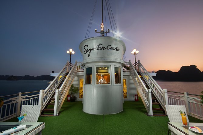 (Official) Signature Halong Cruise - 03 days 02 nights program - Day 2 mornings: Tai Chi on deck, breakfast, then a day-boat exploration