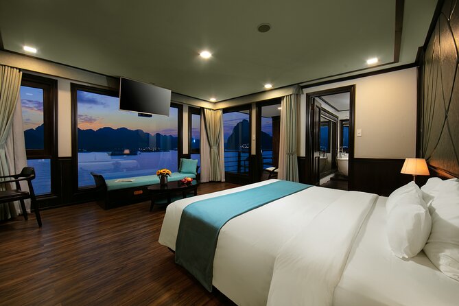Peony Cruise 5<em> Halong Bay 3 days 2 nights with 2 ways transfer – Key highlights worth caring about’ /></p>
<ul>
<li><strong>Private balcony cabins</strong>: real personal space for sitting out and watching the bay.</li>
<li><strong>Tai Chi on the sun deck (6:15 and 6:00)</strong>: a gentle start that sets the tone for the day.</li>
<li><strong>Short transfer toward GOT Ferry (Cat Hai)</strong>: helps you spend more time on the water.</li>
<li><strong>All meals included</strong>: 2 breakfasts, 3 lunches, and 2 dinners built into the rate.</li>
<li><strong>Small group size (max 40 people)</strong>: easier handling and a calmer atmosphere.</li>
<li><strong>Crew keeps it flexible</strong>: when people aren’t feeling well, there’s no hard push to “perform.”</li>
</ul>
<h2 id="peony-cruise-5-halong-bay-what-youre-really-paying-for">Peony Cruise 5<em> Halong Bay: what you’re really paying for</h2>
<p><img width="669" height="446" decoding="async" src=