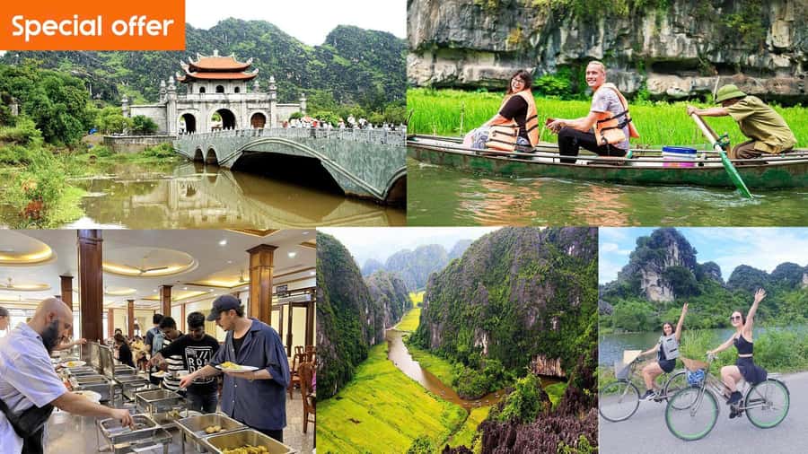 The Best Ninh Binh Tour: Hoa Lu - Trang An/TamCoc - Mua Cave - Hoa Lu ancient capital: King Dinh Temple and photo-stop reality